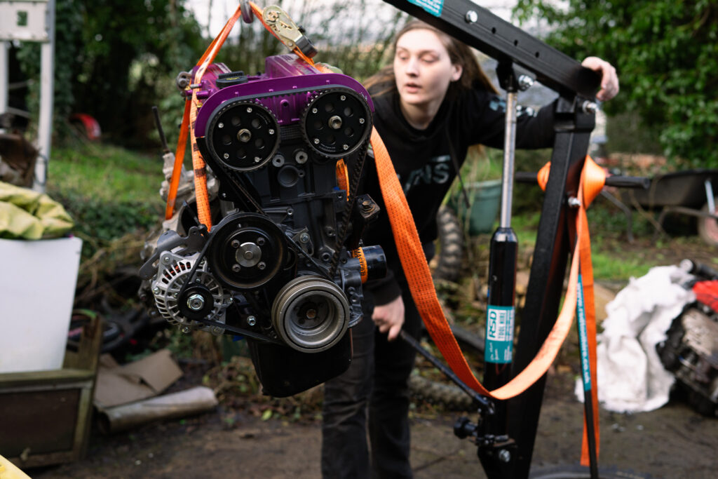 summercoatfox JODEX Legends Skye G13B Suzuki Swift Alto Engine Swap with engraved jdm cherryblossom and fox art twin cam