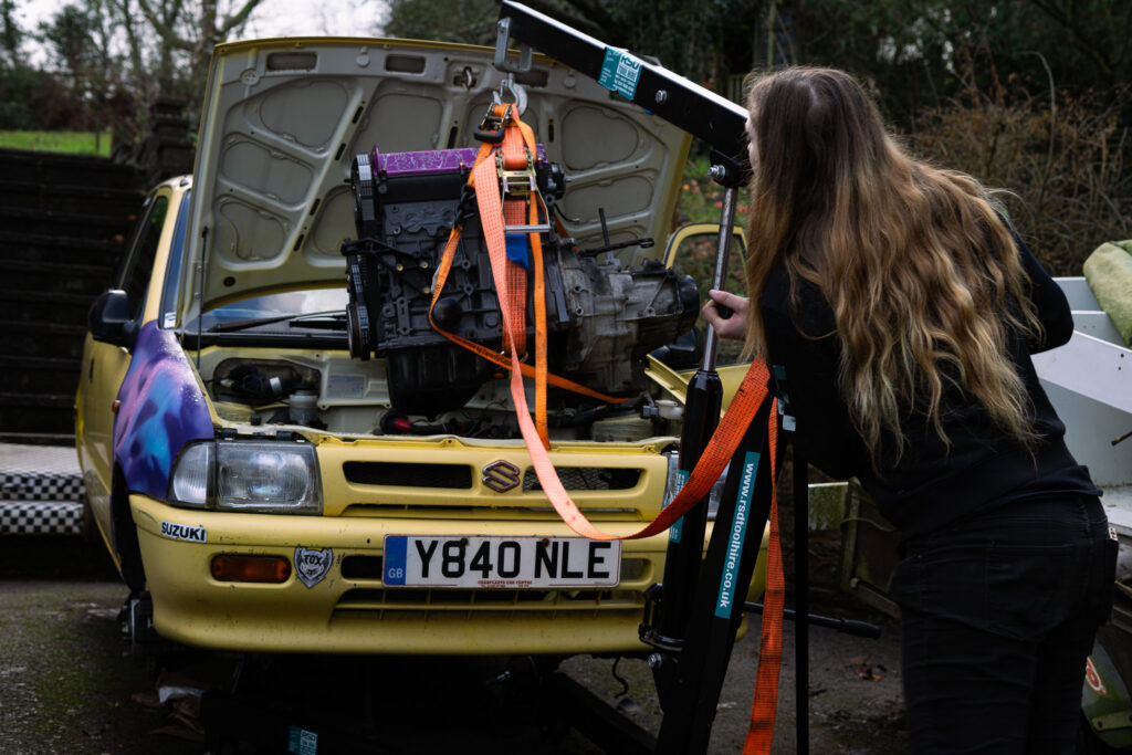 summercoatfox JODEX Legends Skye G13B Suzuki Swift Alto Engine Swap with engraved jdm cherryblossom and fox art twin cam