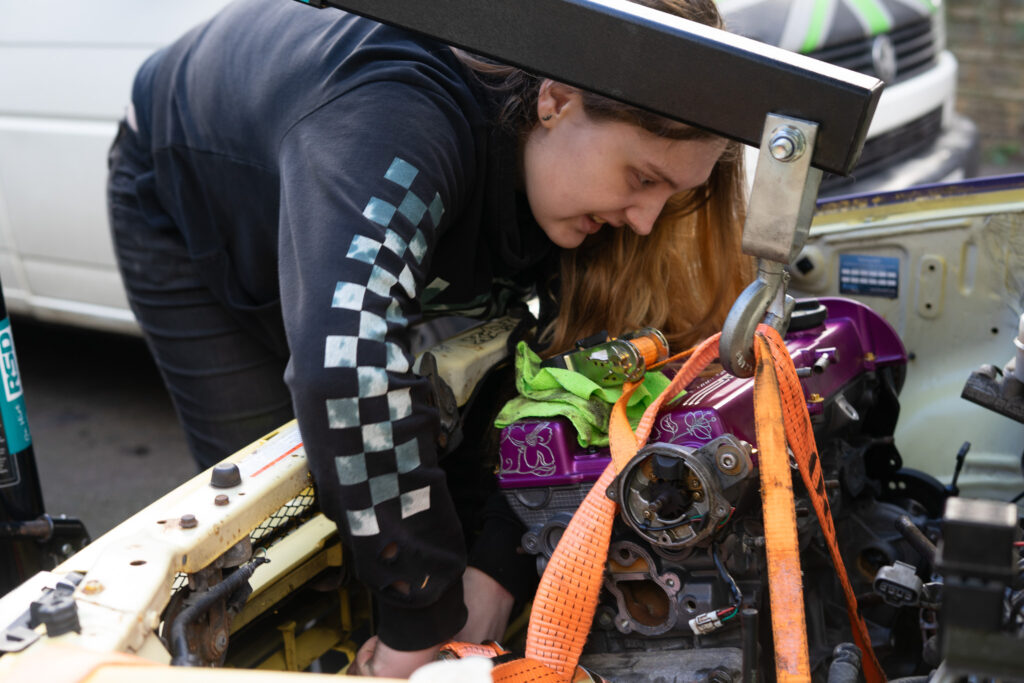 summercoatfox JODEX Legends Skye G13B Suzuki Swift Alto Engine Swap with engraved jdm cherryblossom and fox art twin cam