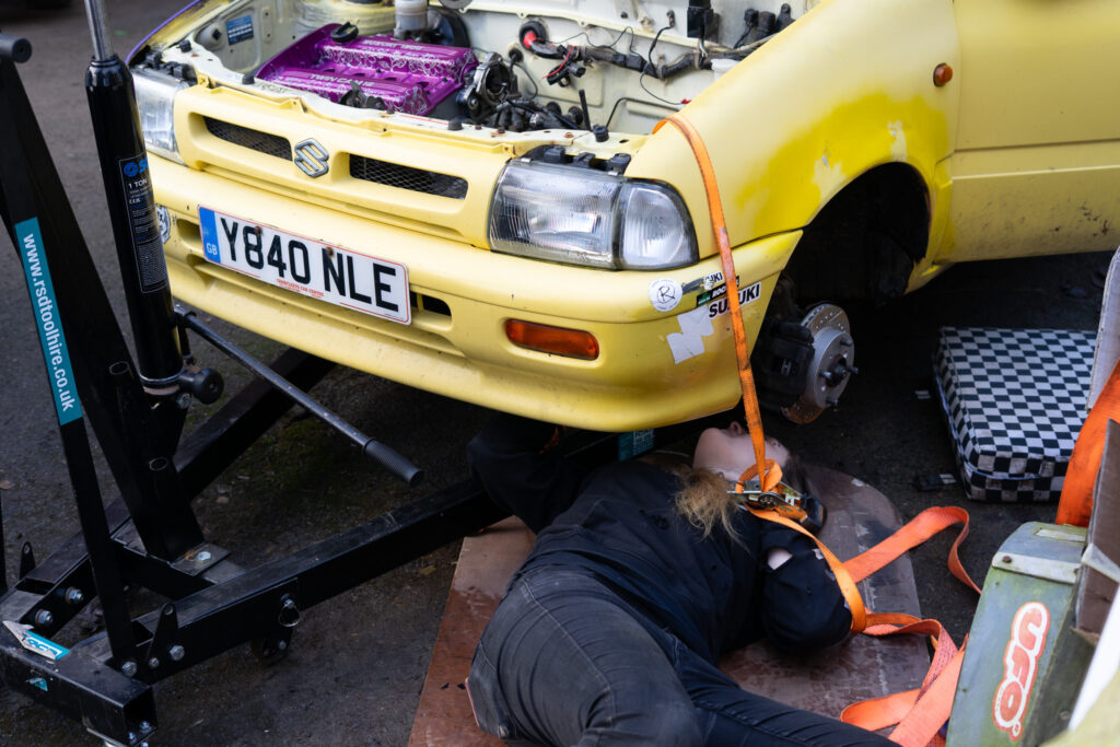 summercoatfox JODEX Legends Skye G13B Suzuki Swift Alto Engine Swap with engraved jdm cherryblossom and fox art twin cam